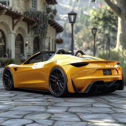 jonoliff_mustard_yellow_Tesla_Roadster_stylerealistic_a8e07831-c1be-4ce5-a6aa-eb4689386c04